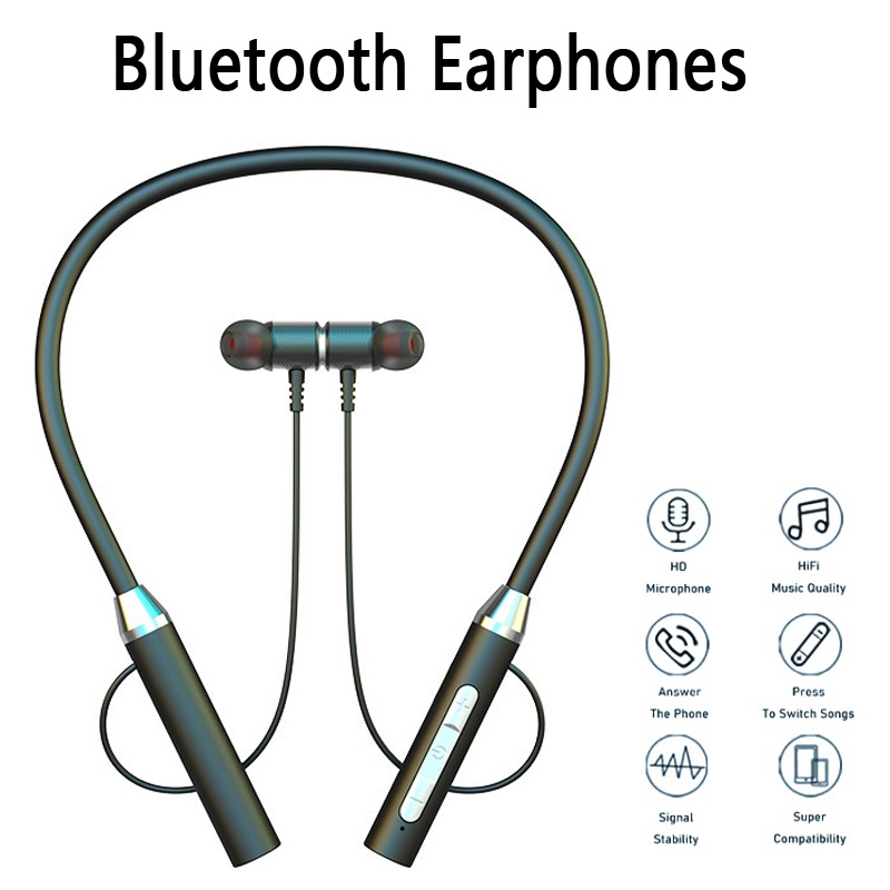 Magnetic Neckband Sports Earphones - 9D Draadloze Bluetooth-oortelefoon Nekband Koptelefoon Gaming