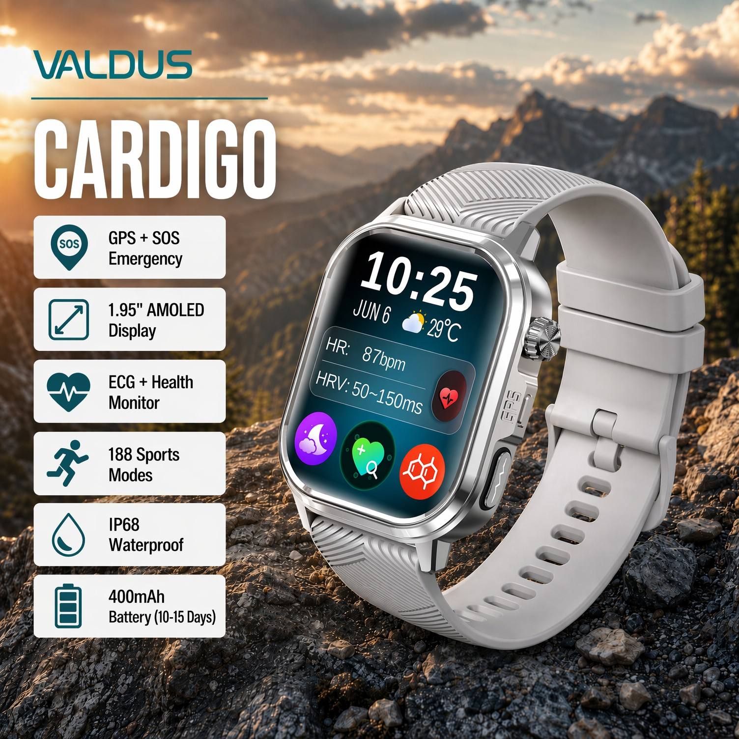 Smartwatches - VALDUS CARDIGO Heren Dames ECG Gezondheid