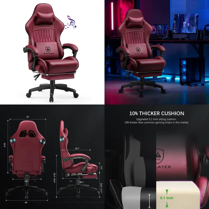 Speakers - GTPLAYER gamingstoel met ingebouwde luidsprekers, ergonomische