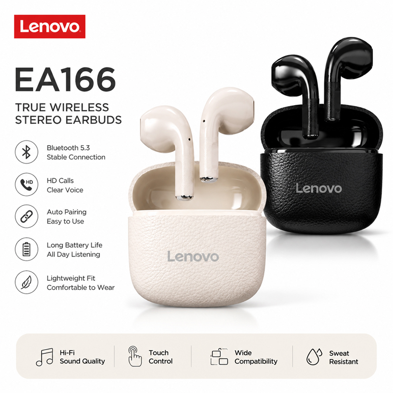 Anc Wireless Over Ear Headphones - Lenovo EA166 Bluetooth Draadloze Hoofdtelefoon Ingebouwde