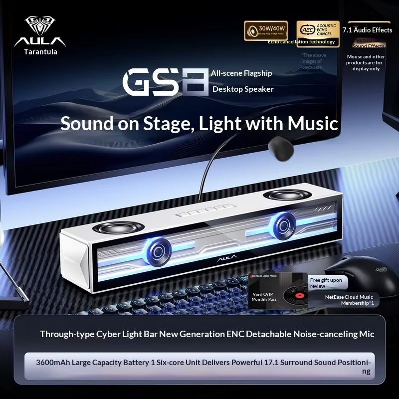 AULA GS8 gaming-speaker, een d - Rgb Computer Soundbar For Pc recensie en prijs